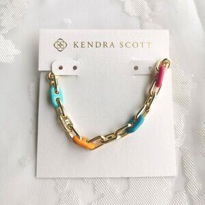 Kendra Scott Bailey Gold Chain Bracelet Rainbow Multi Mix